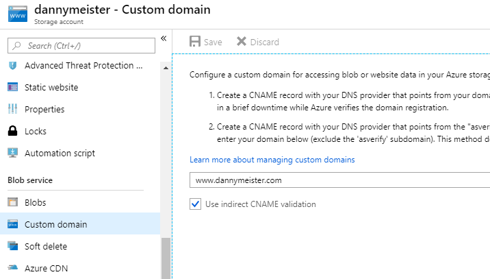 azure portal custom domain